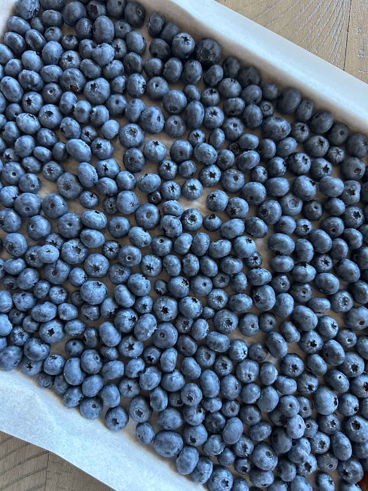 Prepped fresh blueberries sorted and cleaned.