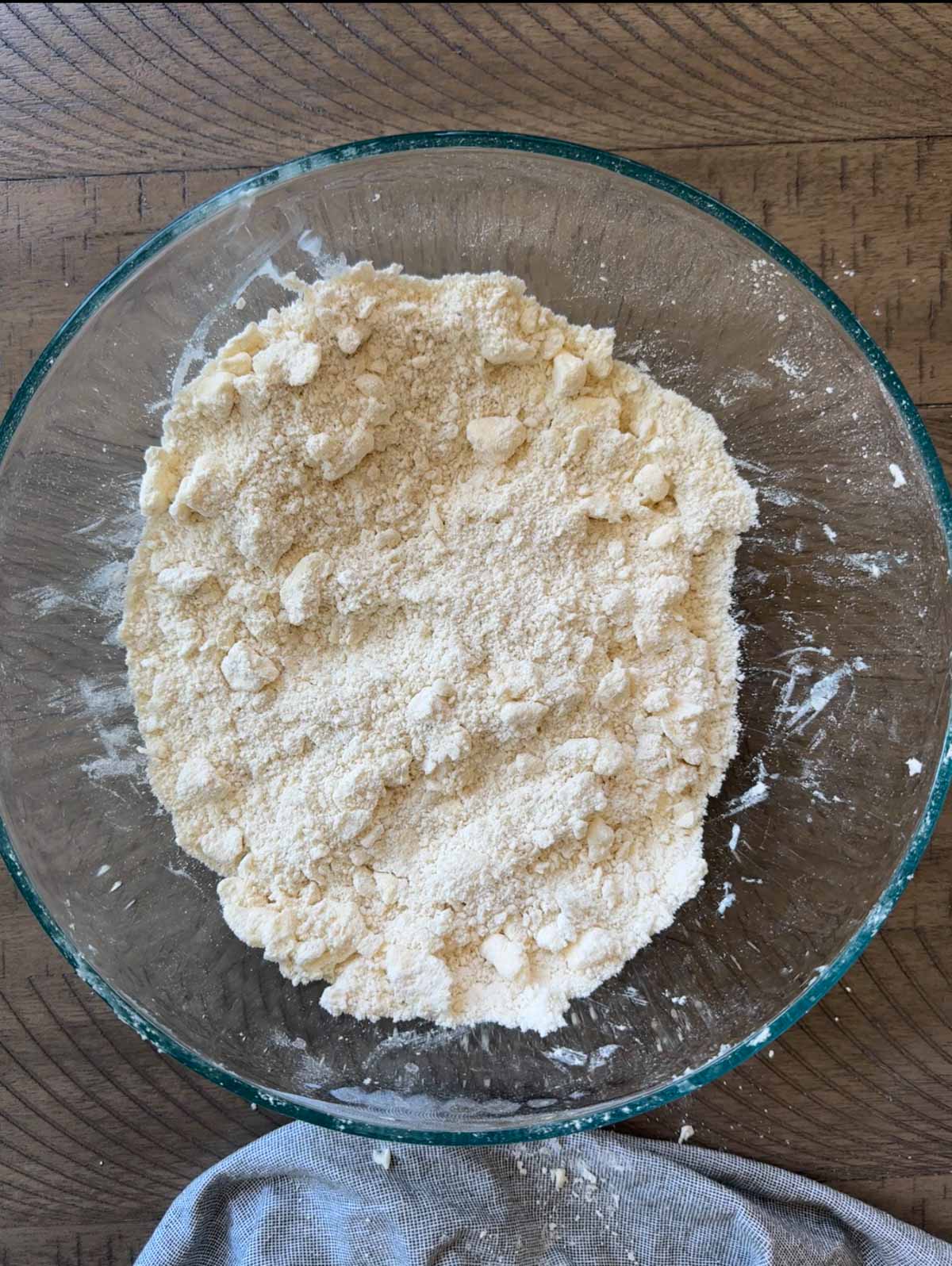 Dry crust ingredients cut in with butter and lard.