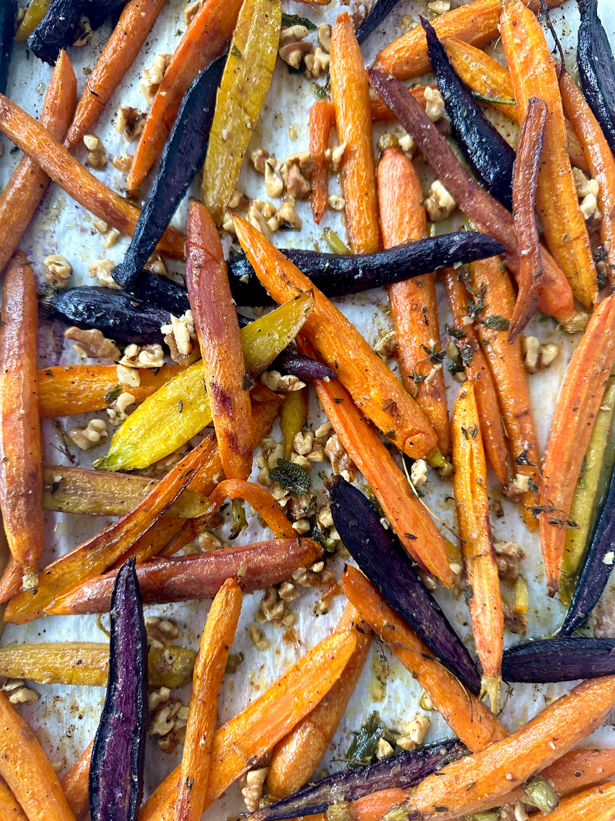 Brown Butter Roasted Carrots with Sage fresh out of the oven.